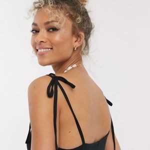 ASOS DESIGN ribbed cami mini dress in black